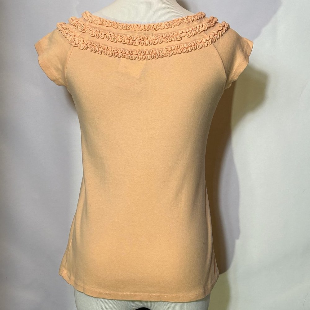 NWT Fresh Produce Baby Rib Island Ruffle Cap Sleeve Top Tee Melon Size XS - Picture 4 of 10